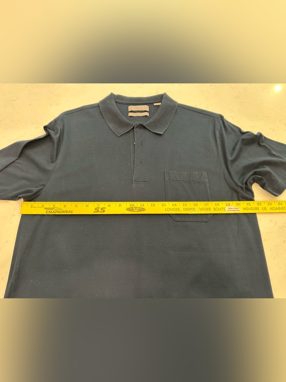 Daniel Cremieux Signature Collection Mercerizes Cotton Navy Polo w/ Chest Pocket - Picture 5 of 8